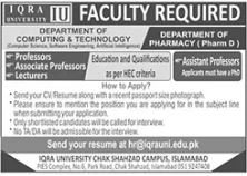 Iqra University Islamabad Jobs 2024 – Iqra University Islamabad Campus Jobs 2024 — original advertisement