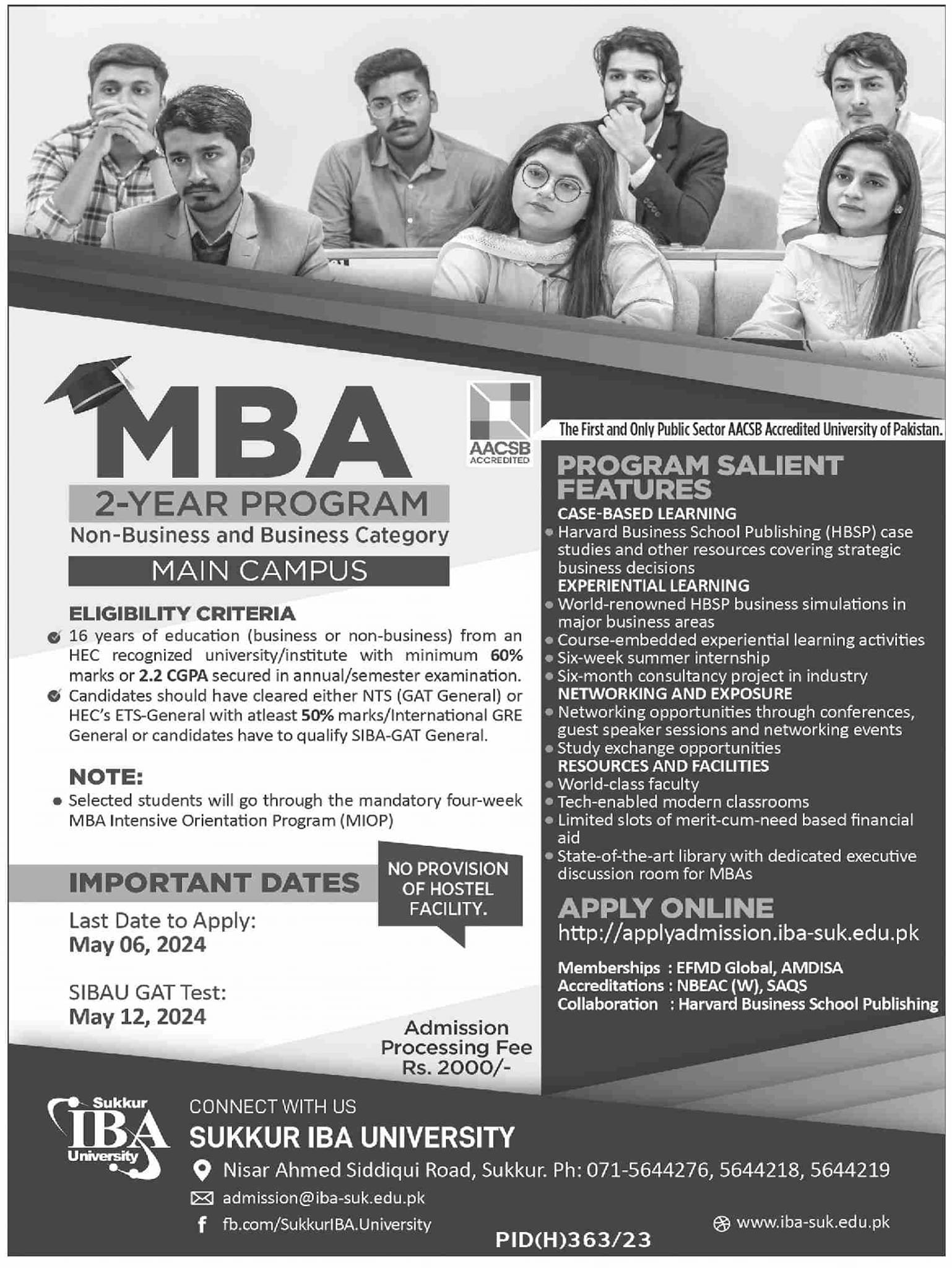 Admissions Open in Sukkur Iba University 2024 Admissions 2024 — original advertisement