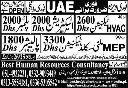 Electrication and Polisher Jobs in UAE 2024 – Best Human Resources Consultancy Jobs 2024 — original advertisement