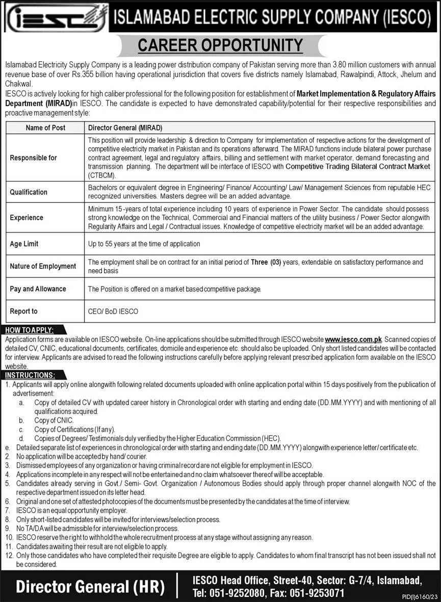 Islamabad Electric Supply Company Islamabad Jobs 2024 Jobs 2024 — original advertisement
