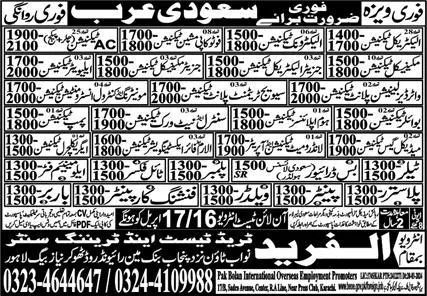 Electronic Technician & Medical Gas Technician Jobs 2024 – Al Fareed Trade Test and Technical Training Center Jobs 2024 — original advertisement