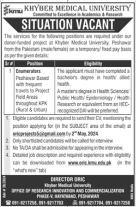 Khyber Medical University Peshawar Jobs 2024 Jobs 2024 — original advertisement