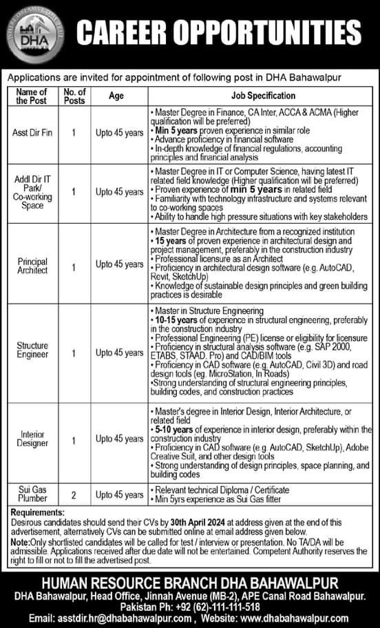 Defence Housing Authority Dha Bahawalpur Jobs 2024 Jobs 2024 — original advertisement