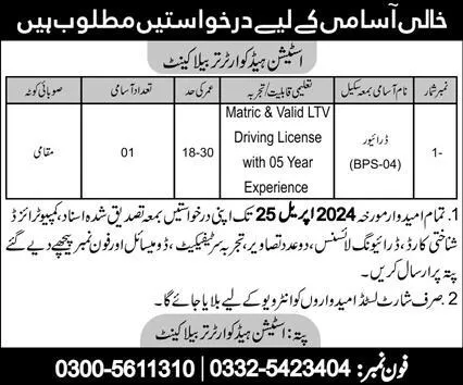Station Headquater Tarbela Cantt Jobs 2024 – Pakistan Army Jobs 2024 — original advertisement