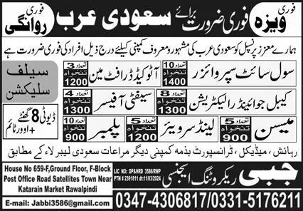 Safety Officer & Civil Site Supervisor Jobs 2024 – Jabbi Recruiting Agency Jobs 2024 — original advertisement