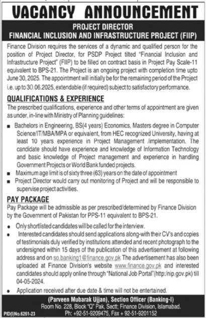 Finance Division Islamabad Jobs 2024 Jobs 2024 — original advertisement