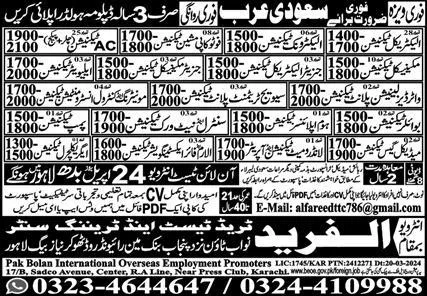 Boiler Technician & Elevator Technician Jobs 2024 – Pak Bolan International Jobs 2024 — original advertisement