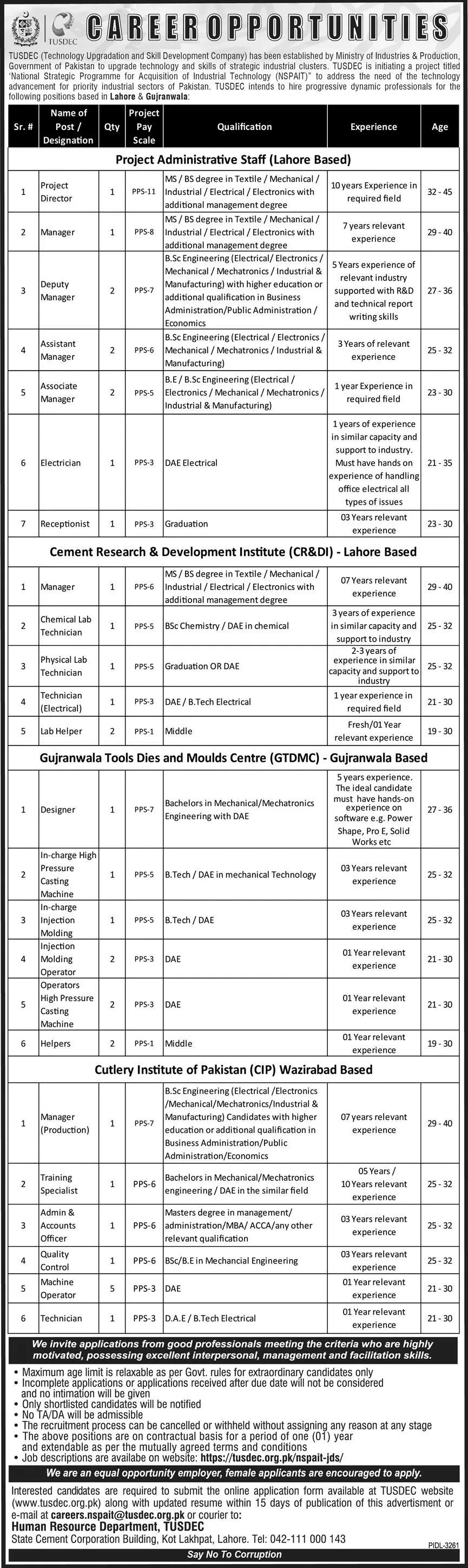 Technology Upgradation and Skill Development Company Jobs – Private Company Jobs 2024 — original advertisement