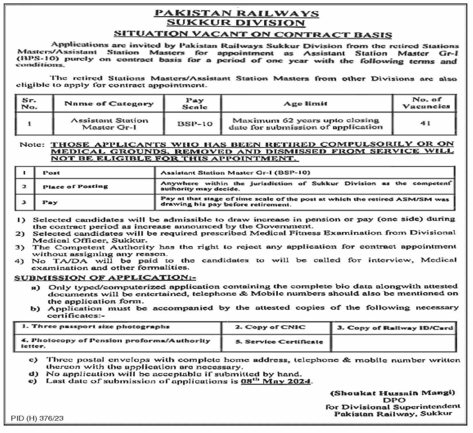 Pakistan Railways Sukkur Division Jobs 2024 – Ministry of Railways Islamabad Jobs 2024 — original advertisement