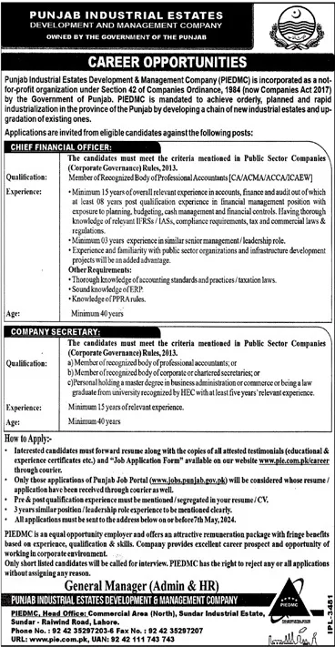 Punjab Industrial Estates Development Jobs 2024 – Punjab Institute Of Neurosciences ,Lahore Jobs 2024 — original advertisement