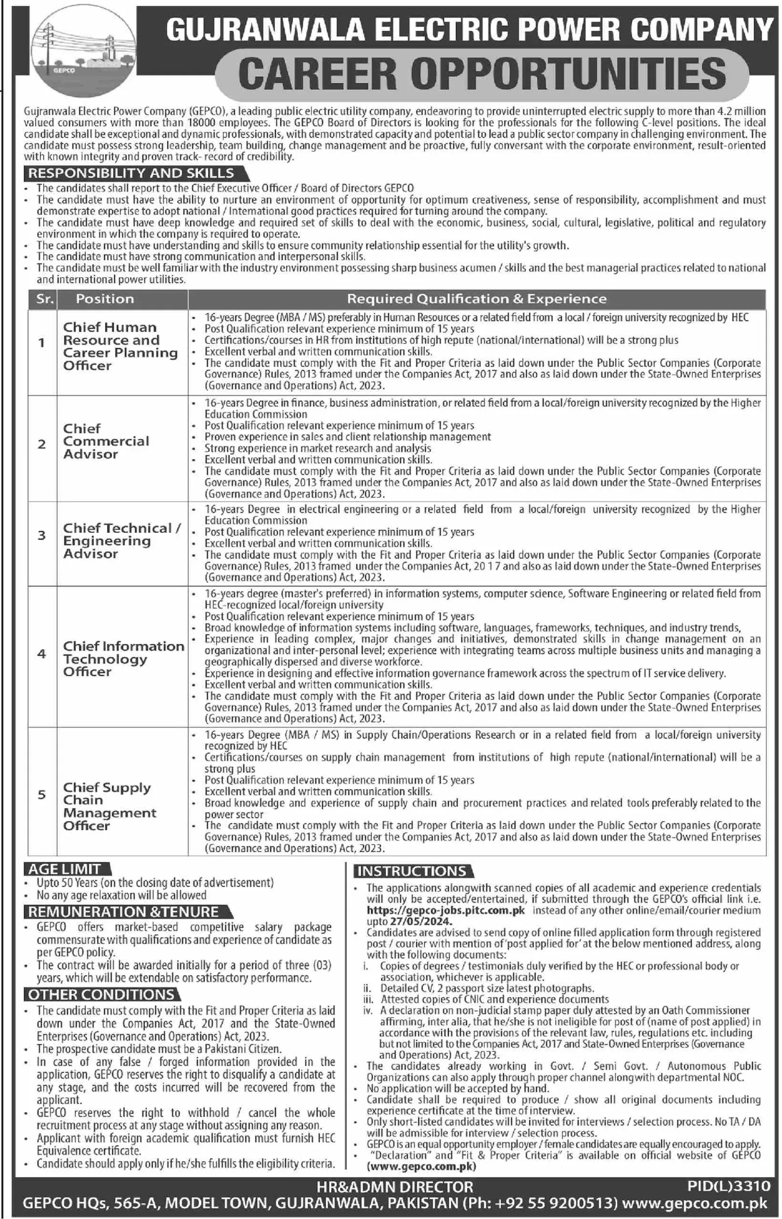 Gujranwala Electric Power Company GEPCO Jobs 2024 Jobs 2024 — original advertisement