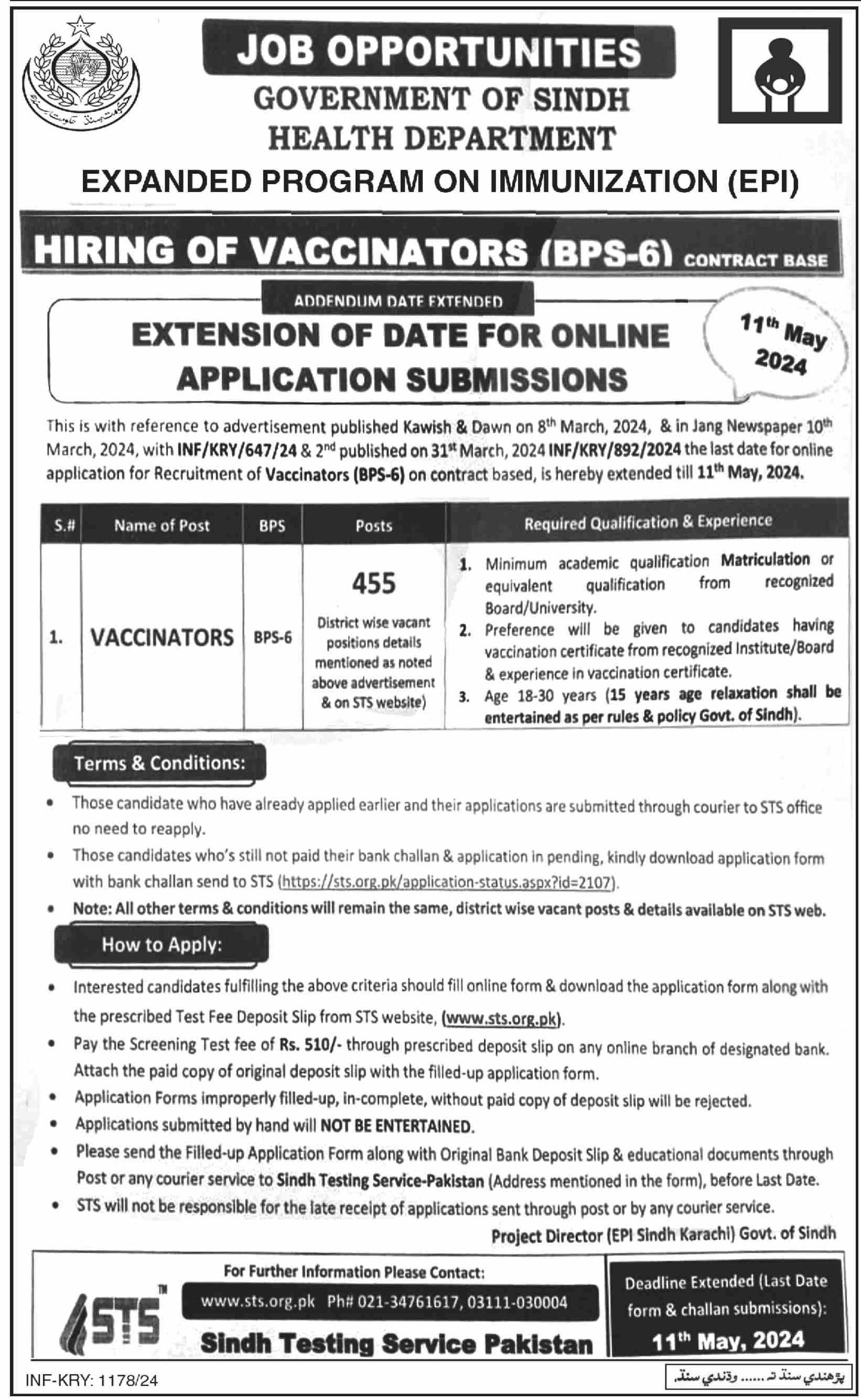 Health Department Sindh Karachi Jobs 2024 Jobs 2024 — original advertisement