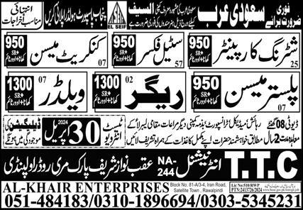 Rigger & Concrete Mason Jobs 2024 In Saudi Arabia – TTC International Jobs 2024 — original advertisement