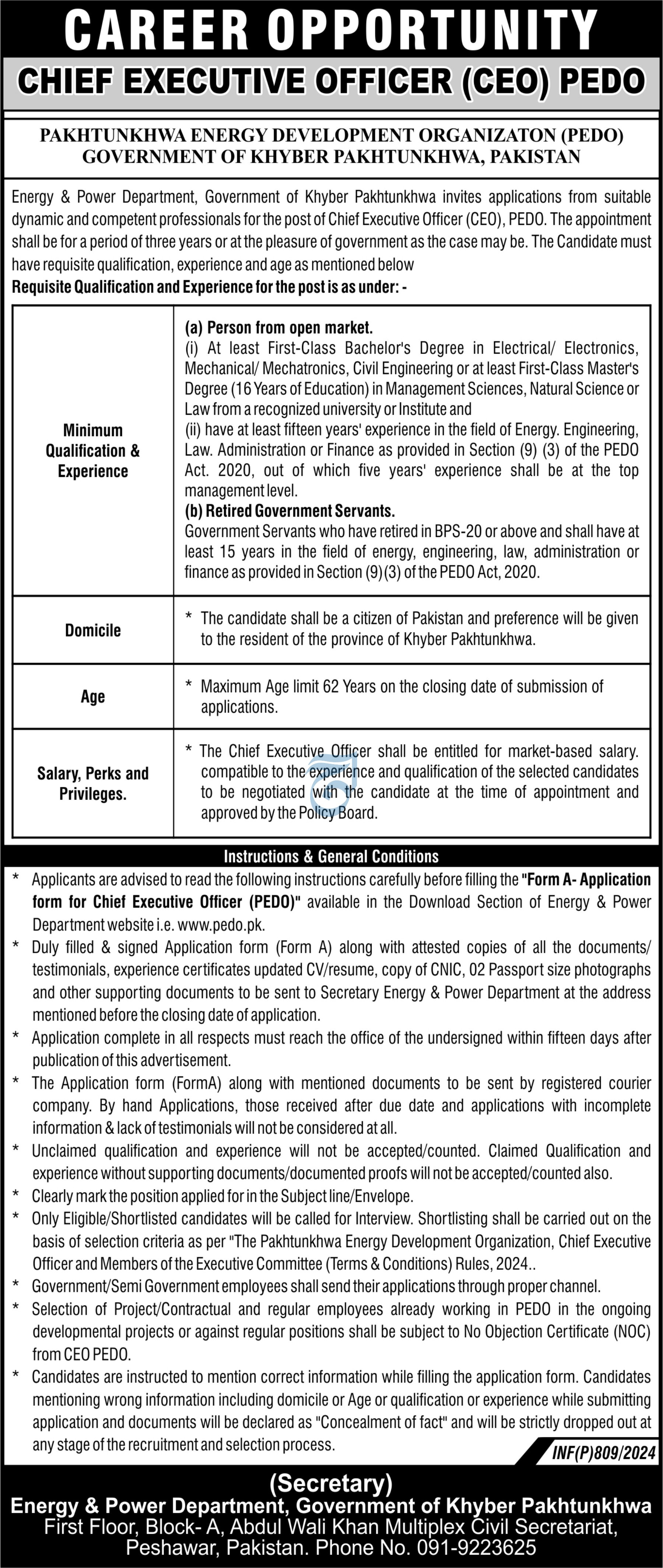 Khyber Pakhtunkhwa Energy Development Organization Jobs 2024 Jobs 2024 — original advertisement