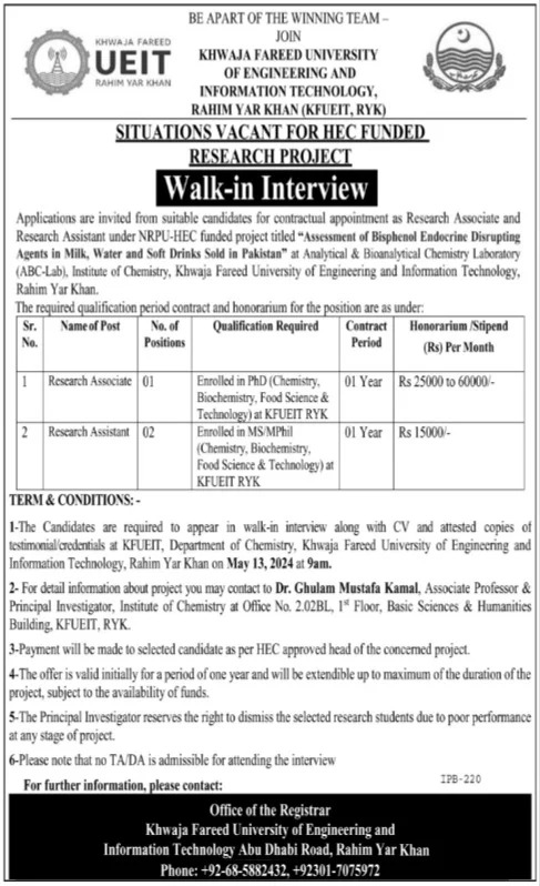 Khwaja Fareed University Of Engineering & Information Jobs – Khawaja Fareed University of Engineering and Information Technology Jobs 2024 — original advertisement