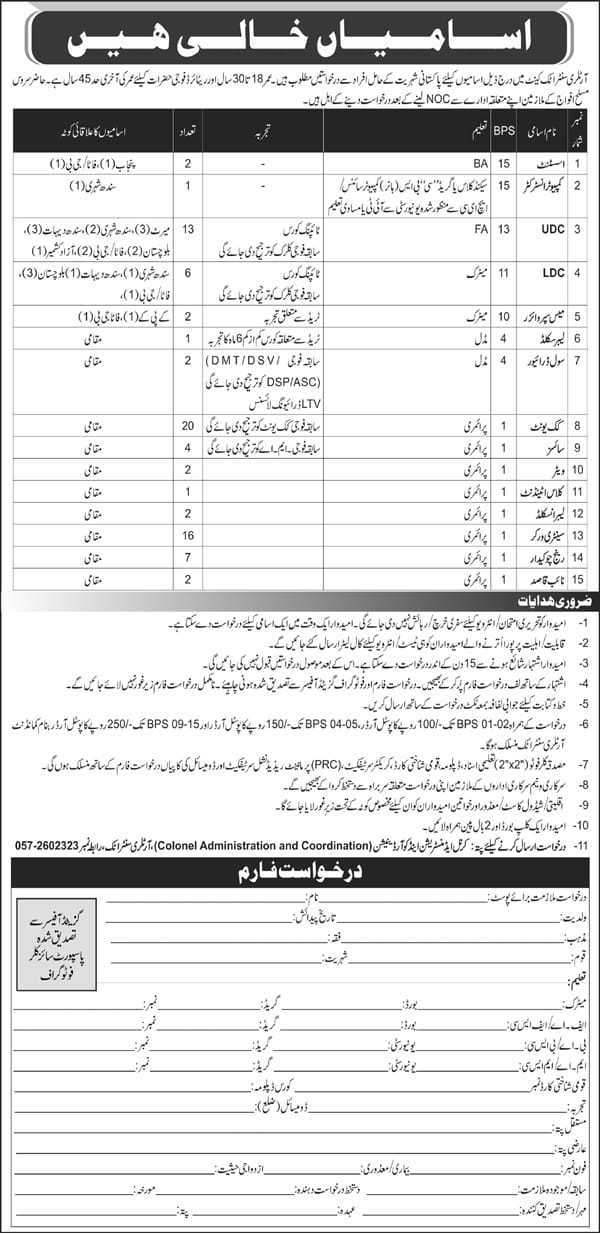 Artillery Center Attock Cantt Jobs 2024 – Pakistan Army Jobs 2024 — original advertisement