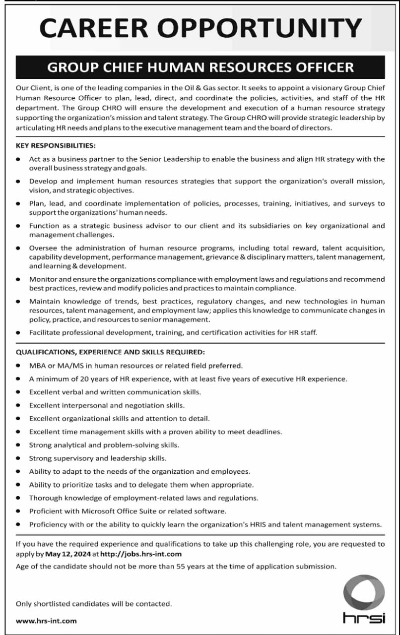 Human Resource Solution International HRSI Karachi Jobs 2024 – HRSG People and Business karachi Jobs 2024 — original advertisement
