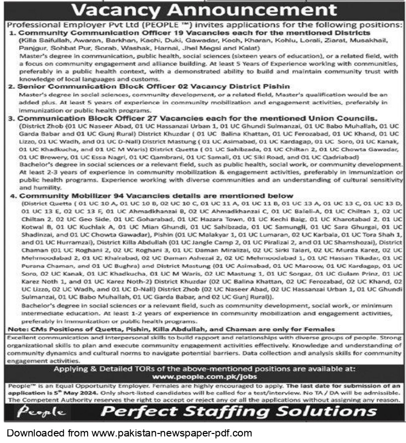Professional Employer Private Limited Jobs 2024 – Private Company Jobs 2024 — original advertisement