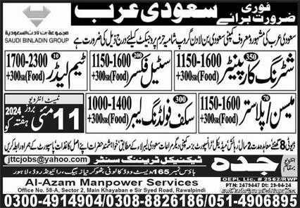 Scaffolding Labor & Team Leader Jobs 2024 In Saudi Arabia – Jeddah Technical Training Center Jobs 2024 — original advertisement