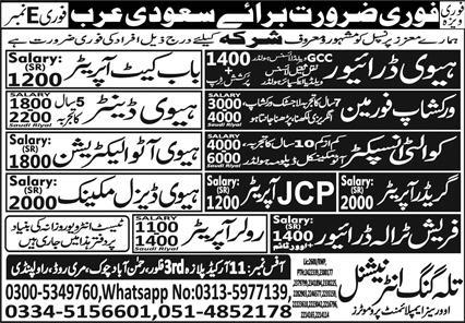 Workshop Foreman & Quality Inspector Jobs 2024 – Talagang International Overseas Employement Promoters Jobs 2024 — original advertisement