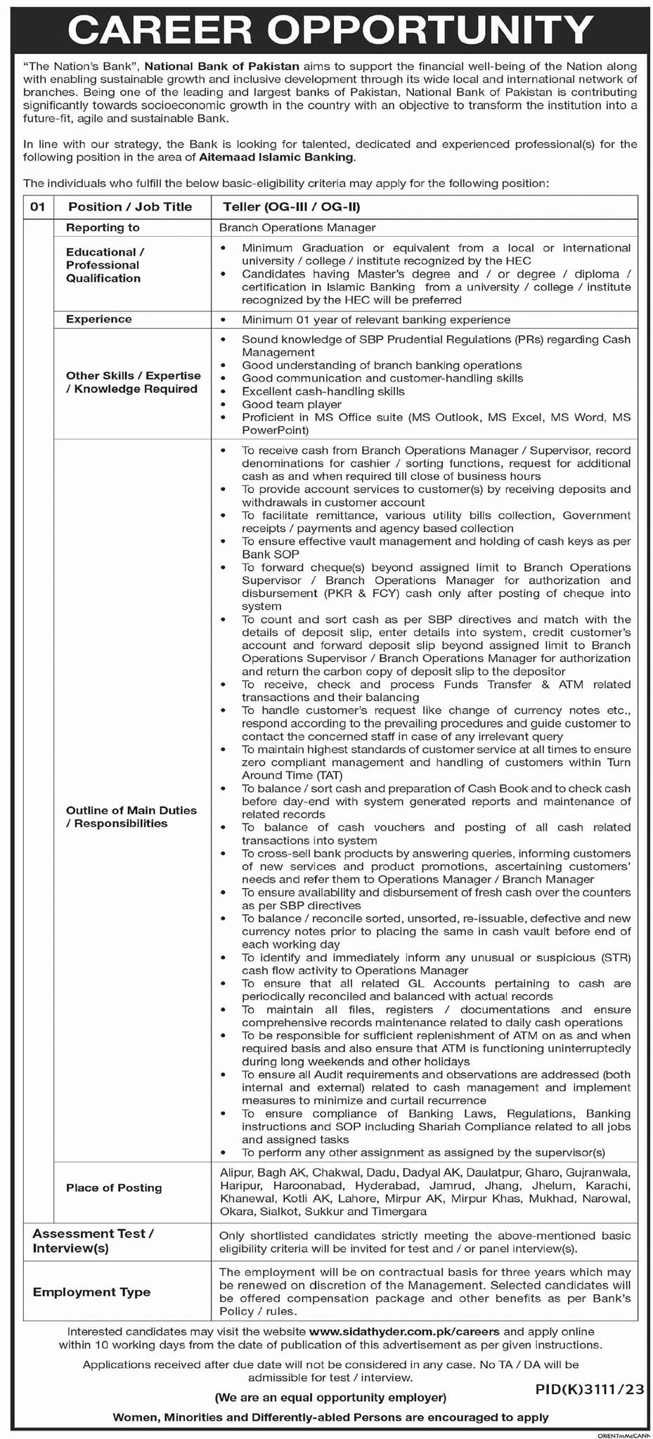 National Bank of Pakistan NBP Karachi Jobs 2024 Jobs 2024 — original advertisement