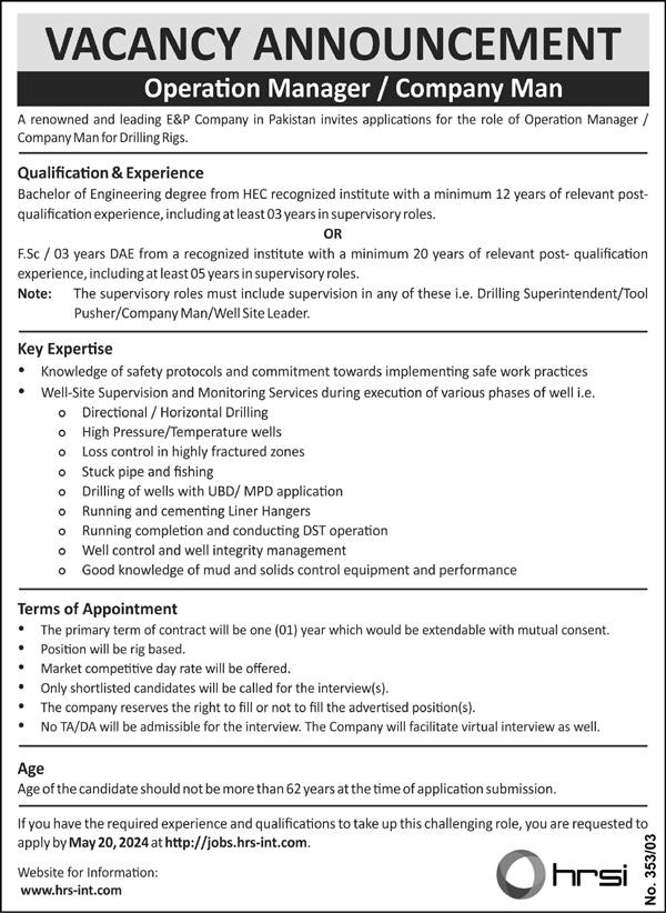 Human Resource Solution International HRSI Karachi Jobs 2024 – HRSG People and Business karachi Jobs 2024 — original advertisement