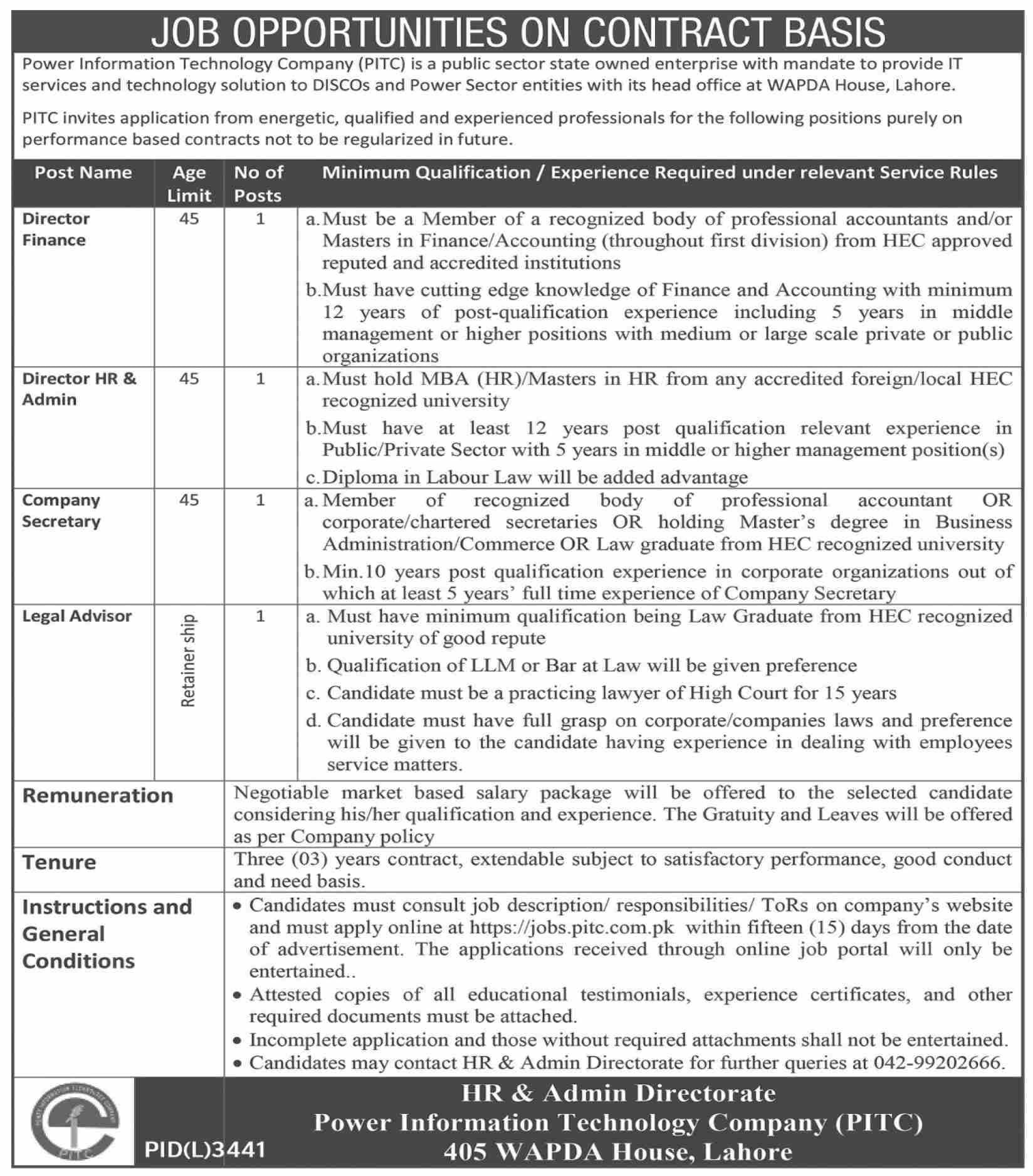 Power Information Technology Company PITC Lahore Jobs 2024 – Private Company Jobs 2024 — original advertisement
