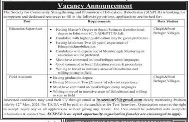 Society for Community Strengthening and Promotion Jobs – Public Sector Organization Jobs 2024 — original advertisement