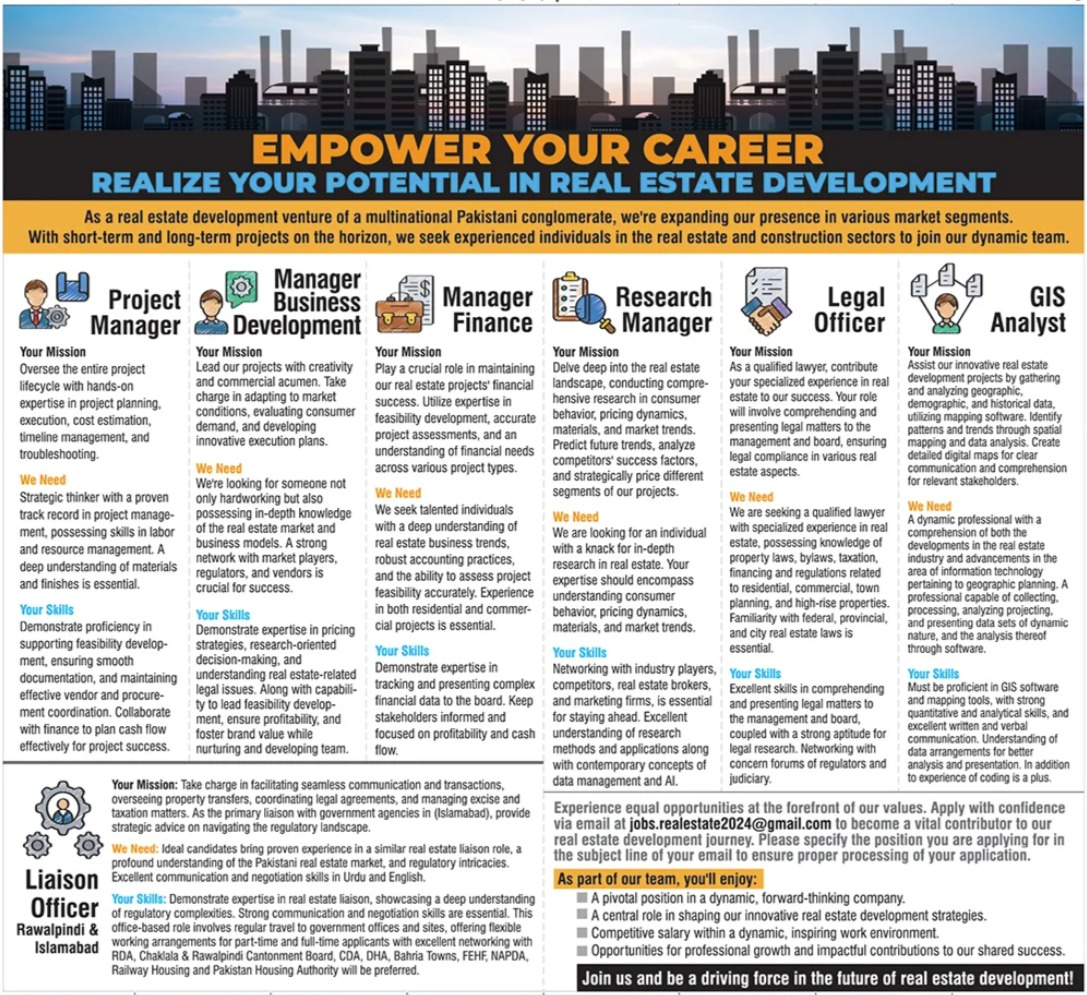 Real Estate Development Company Islamabad Jobs 2024 – Private Company Jobs 2024 — original advertisement