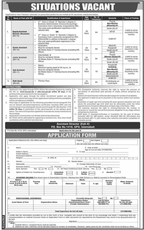 Election Commission of Pakistan Ecp Islamabad Jobs 2024 – Election Commission of Pakistan (ECP) Islamabad Jobs 2024 — original advertisement