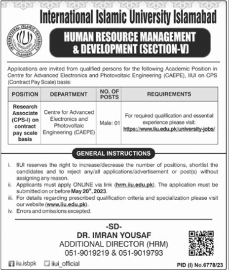 International Islamic University Islamabad Jobs 2024 Jobs 2024 — original advertisement