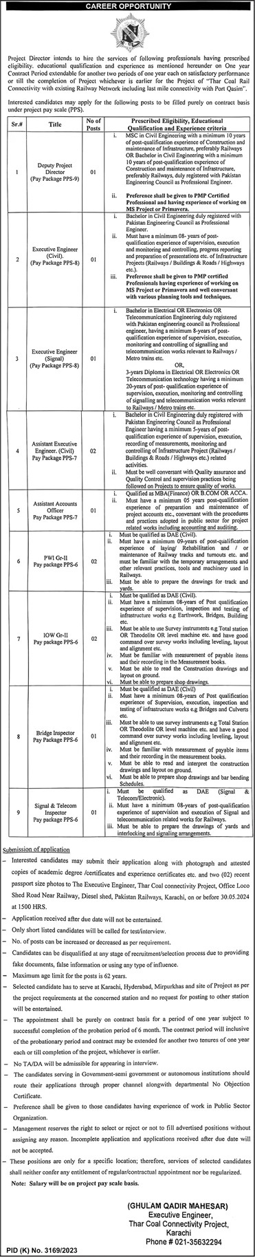 Coal Connectivity Project Karachi Sindh Jobs 2024 – Public Sector Organization Jobs 2024 — original advertisement