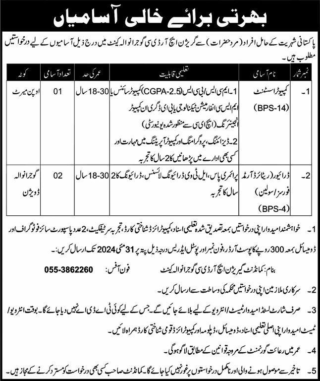 Headquarter 11 Brigade Rawalpindi Punjab Jobs 2024 – Pakistan Army Jobs 2024 — original advertisement