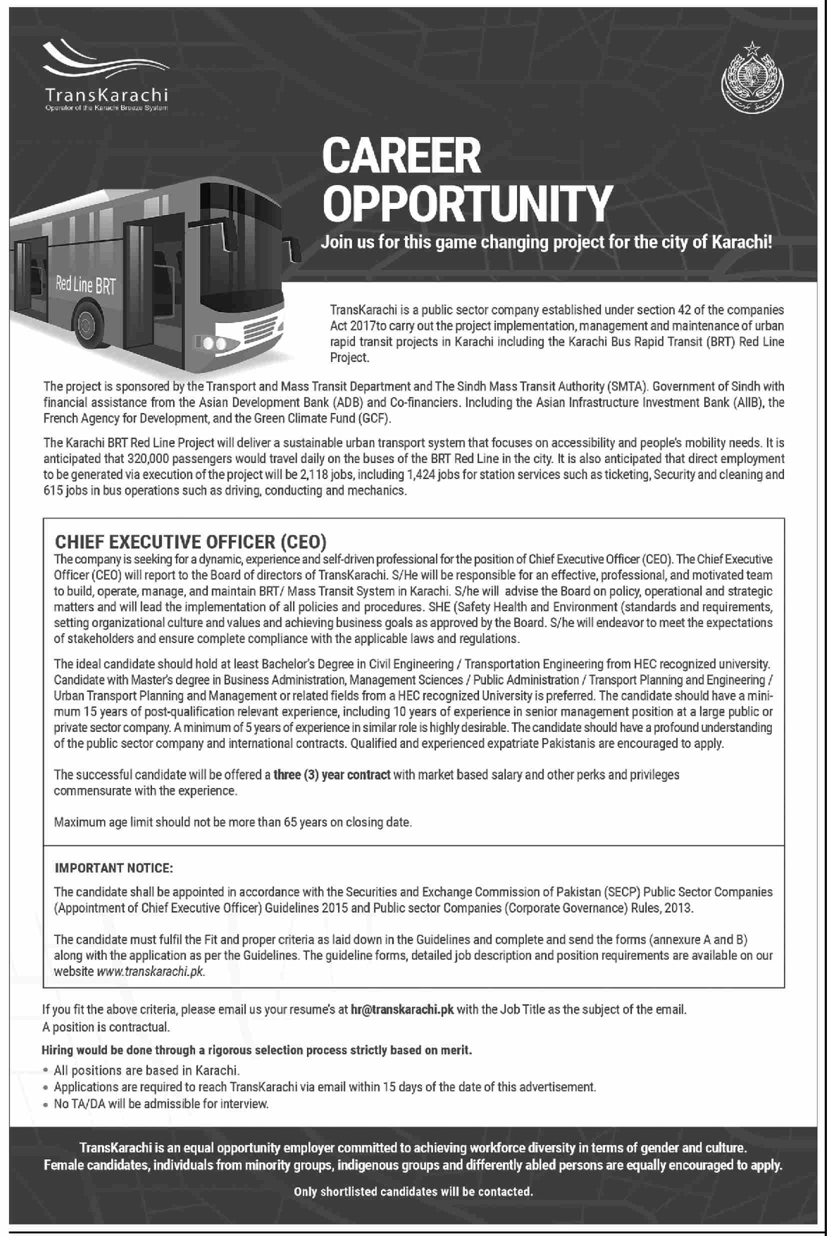 Trans karachi Sindh Jobs 2024 Jobs 2024 — original advertisement