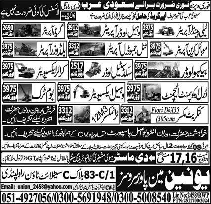 Telehandler Operator & Wheel Loader Operator Jobs 2024 – Union Manpower Services Jobs 2024 — original advertisement