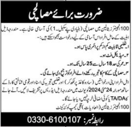 100 Engineer Battalion Quetta Cantt Job 2024 – Pakistan Army Jobs 2024 — original advertisement