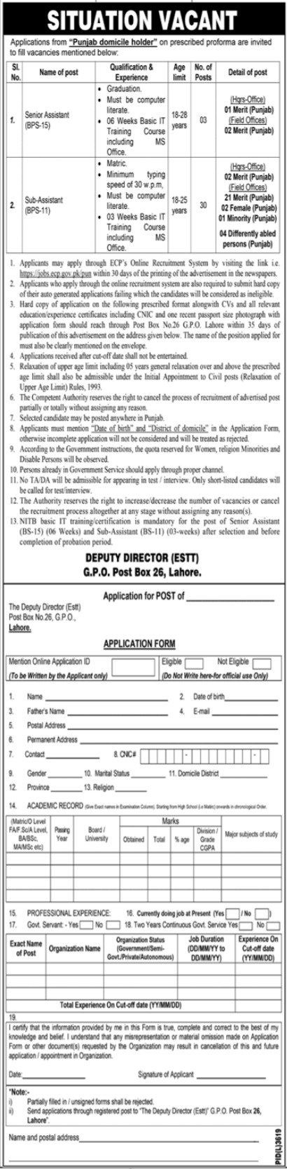 Election Commission Of Pakistan ECP Lahore Punjab Jobs 2024 – Election Commission of Pakistan (ECP) Islamabad Jobs 2024 — original advertisement