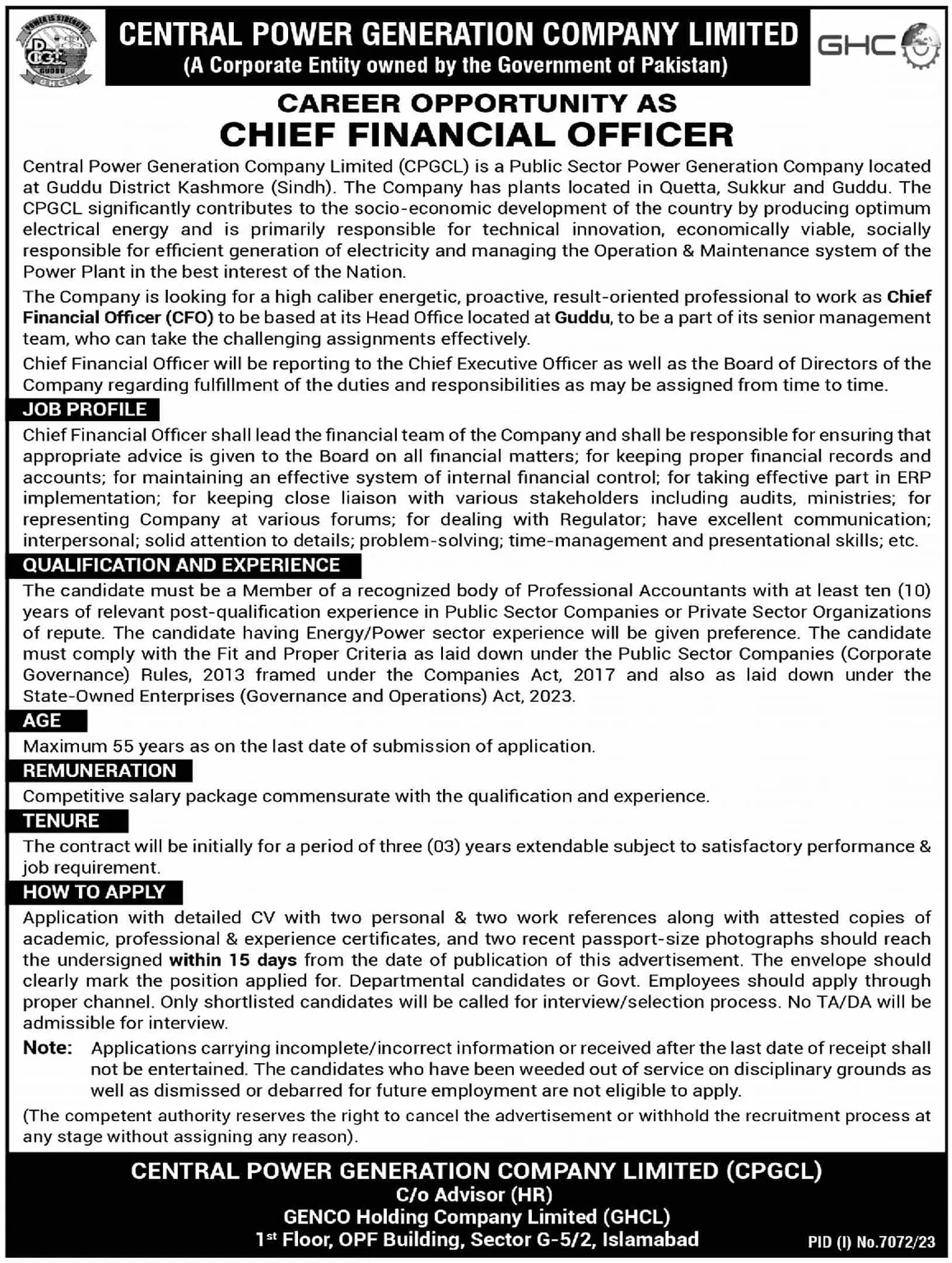 Central Power Generation Company Limited Jobs 2024 – Central Power Purchasing Agency Guarantee Limited Jobs 2024 — original advertisement