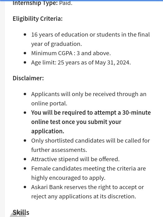 Askari Bank Summer Internship Program 2024 Jobs 2024 — original advertisement