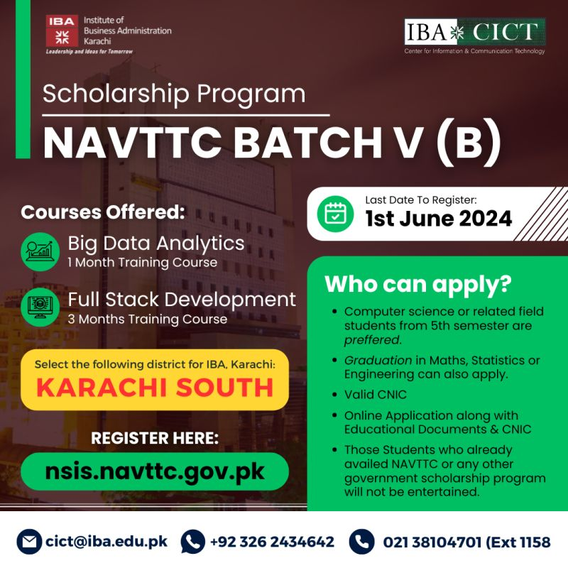 Scholarship Program Navttc Batch V – IBA Karachi Scholarships 2024 — original advertisement