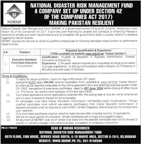 National Disaster Risk Management Fund NDRMF Jobs 2024 – National Disaster & Risk Management Fund Jobs 2024 — original advertisement