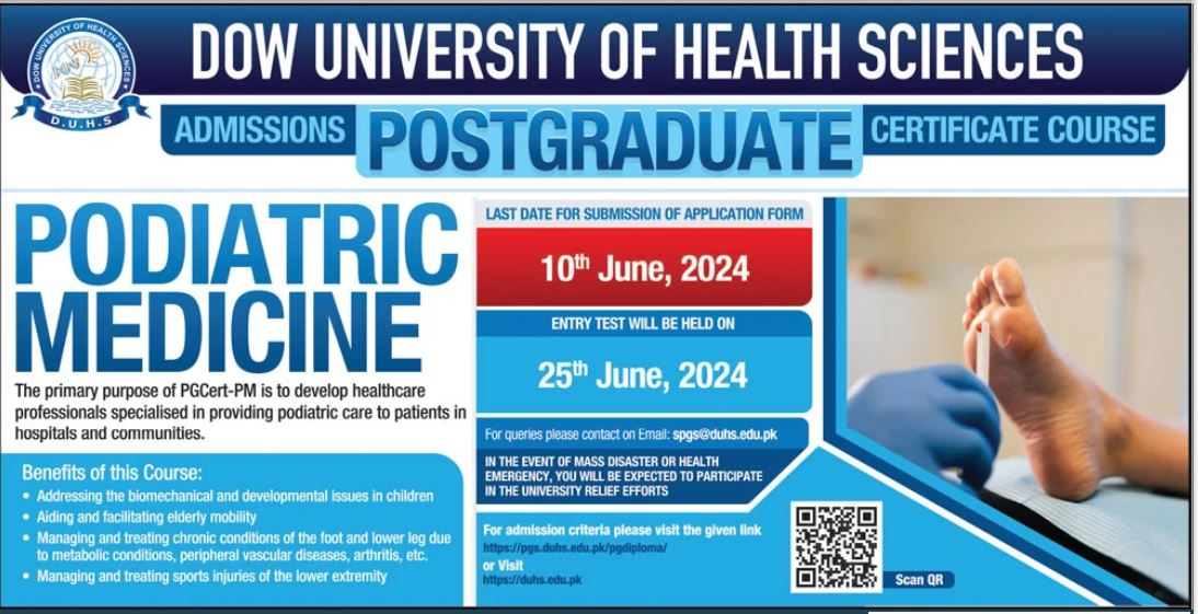 Admission Open in Dow University of Health Sciences 2024 – Dow University of Health Sciences Karachi Admissions 2024 — original advertisement