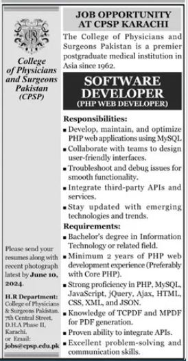 College Of Physicians And Surgeons Karachi Jobs 2024 – College of Physicians and Surgeons Pakistan Jobs 2024 — original advertisement