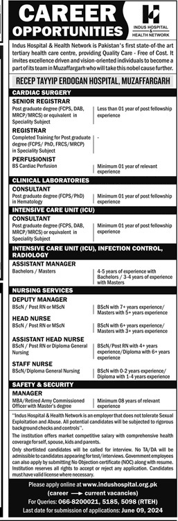 Indus Hospital And Health Network Jobs 2024 Jobs 2024 — original advertisement