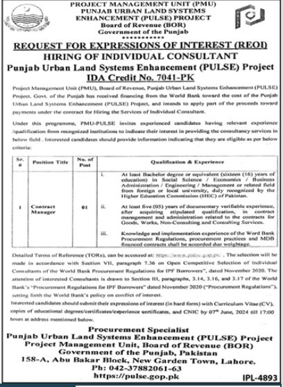 Project Management Unit PMU Jobs 2024 – The Urban Unit Punjab Jobs 2024 — original advertisement