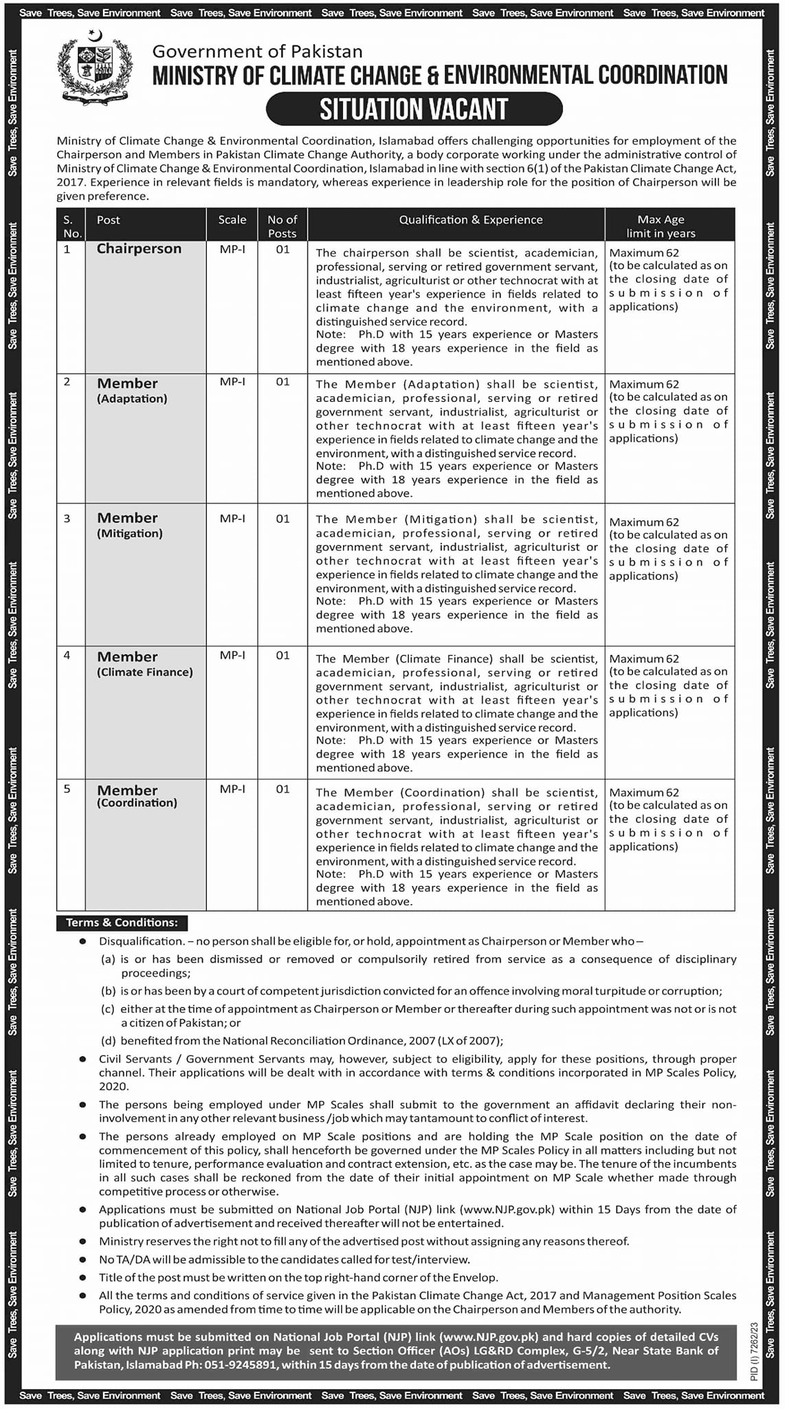 Ministry Of Climate Change Islamabad Jobs 2024 Jobs 2024 — original advertisement