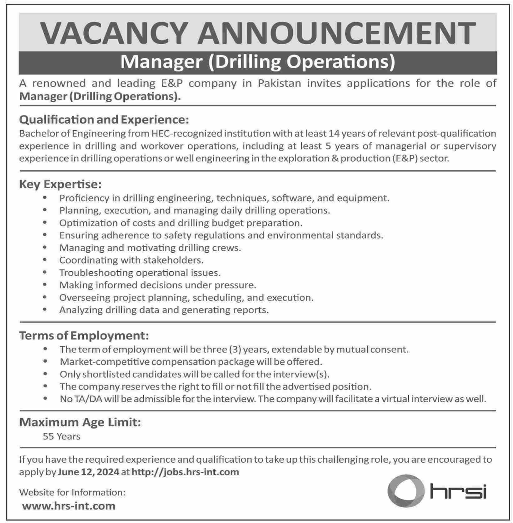Human Resource Solution International HRSI Lahore Jobs 2024 – HRSG People and Business karachi Jobs 2024 — original advertisement