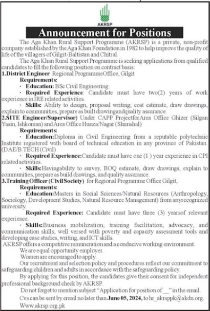 Aga Khan Rural Support Programme Gilgit Jobs 2024 – Aga Khan Education Service Pakistan Jobs 2024 — original advertisement