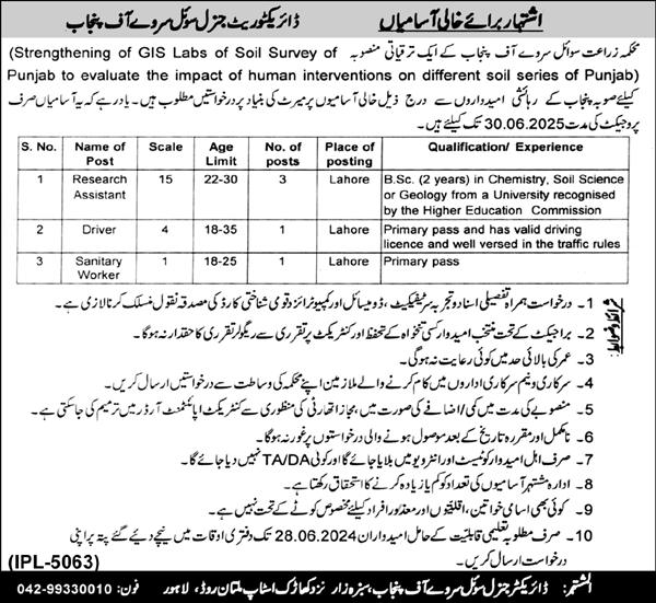 Irrigation Department Punjab Jobs 2024 Jobs 2024 — original advertisement