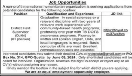 Non Profit International humanitarian Organisations Job 2024 – Public Sector Organization Jobs 2024 — original advertisement